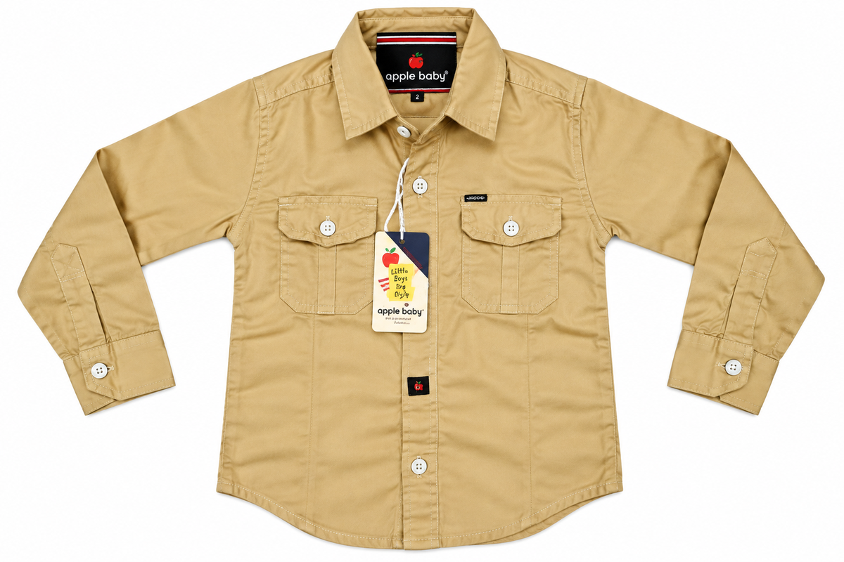 Boys Beige Casual Cotton Shirt — lifestyle