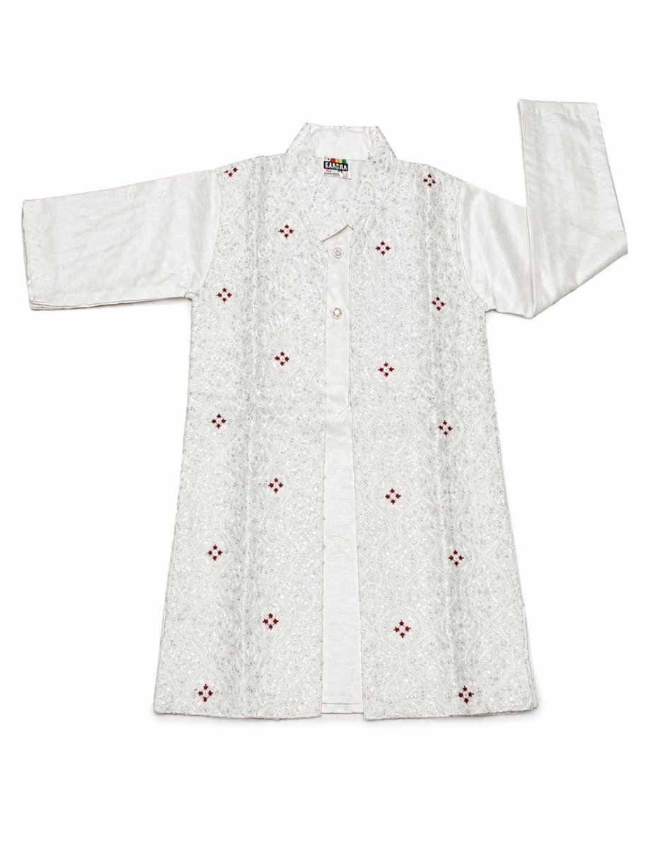 Boys Off-White Ethnic Sherwani and Indo-Western Set