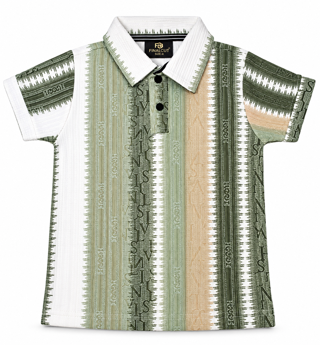 Boys Olive Printed Polo & Navy Cargo Jogger Set