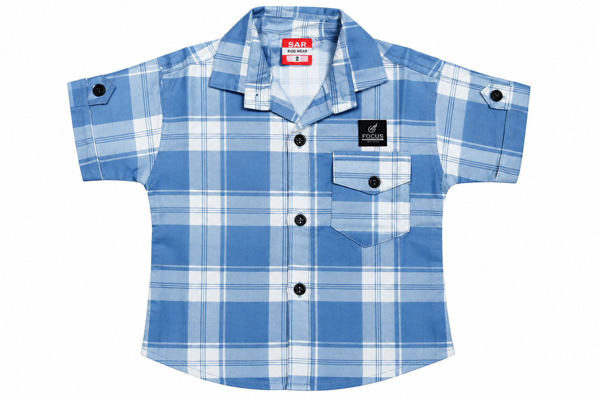 Boys Blue Checked Casual Shirt