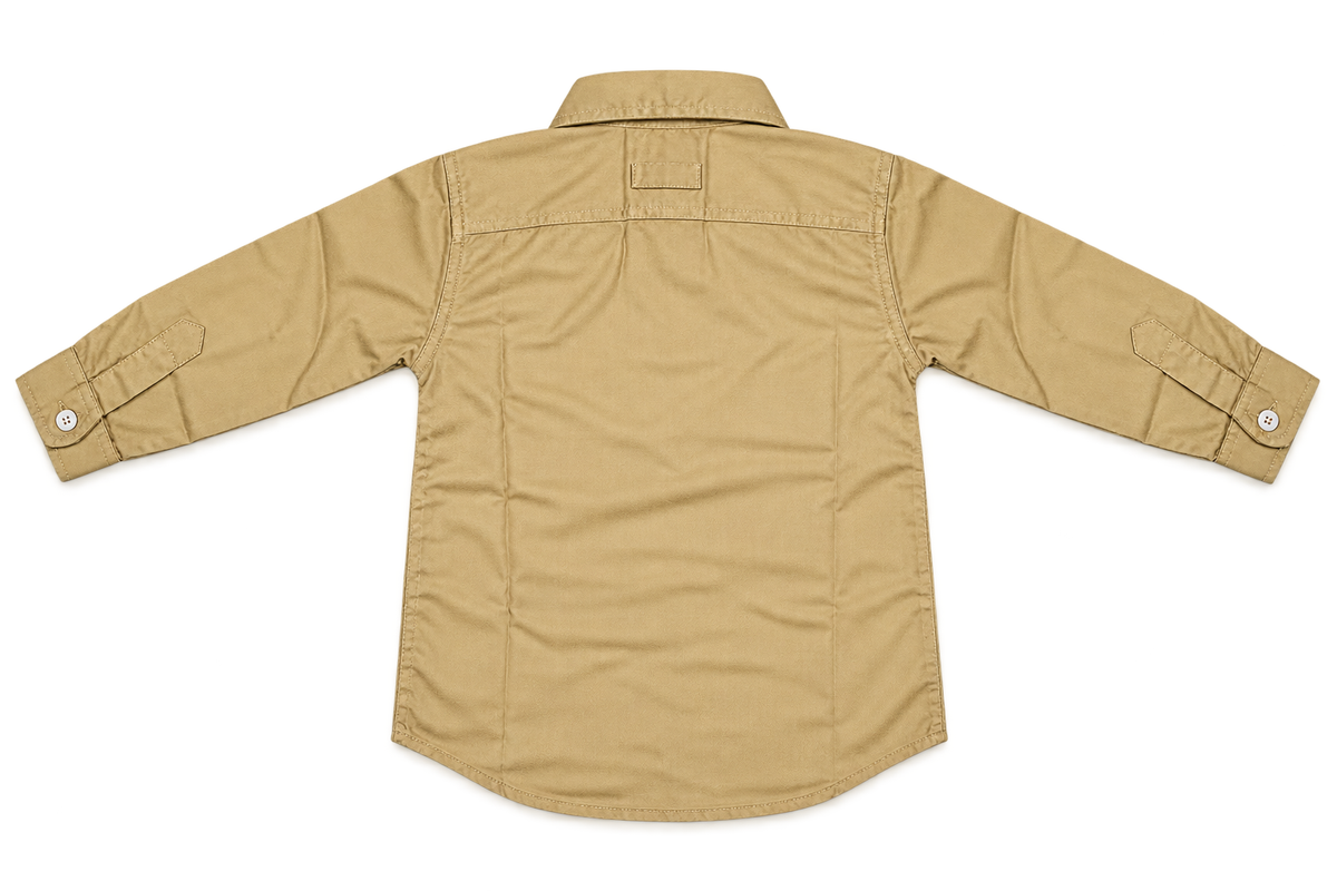 Boys Khaki Full Sleeves Utility Cotton Casual Shirt