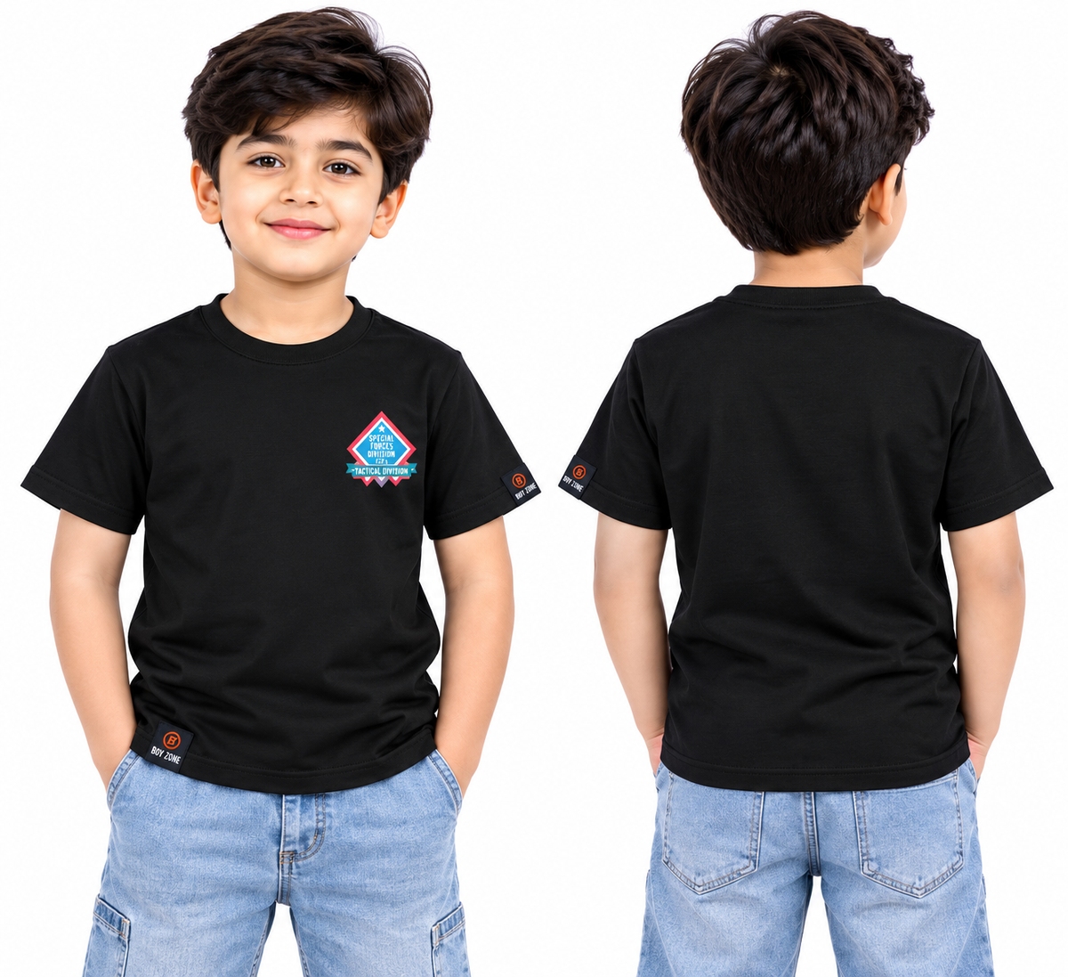 Boys Black Tactical Print T-Shirt